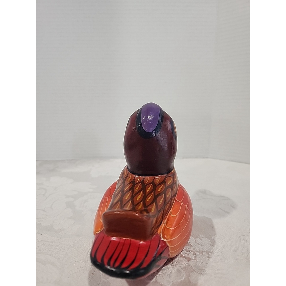 Mexican Folk Art Bird Pottery M Palacios Mexico Hand Painted Colorful 5" Tall - Picture 4 of 11